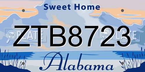 ZTB8723 Alabama License Plate