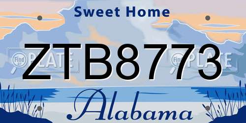 ZTB8773 Alabama License Plate