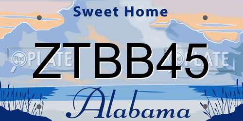 ZTBB45 Alabama License Plate