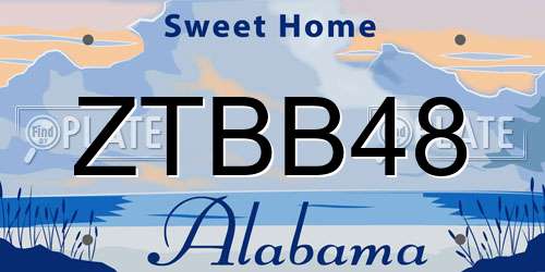 ZTBB48 Alabama License Plate
