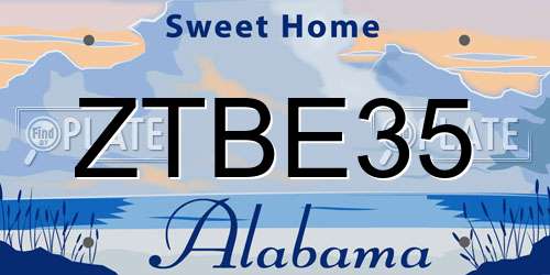 ZTBE35 Alabama License Plate