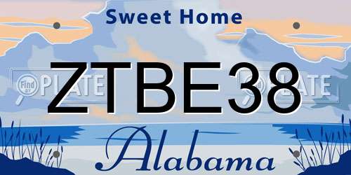 ZTBE38 Alabama License Plate
