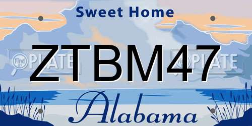 ZTBM47 Alabama License Plate