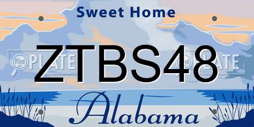 ZTBS48 Alabama License Plate