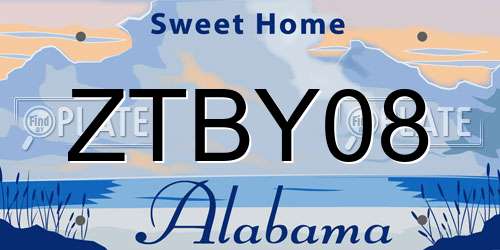 ZTBY08 Alabama License Plate