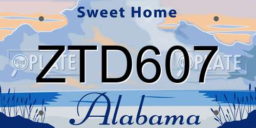 ZTD607 Alabama License Plate