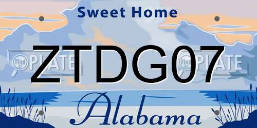 ZTDG07 Alabama License Plate