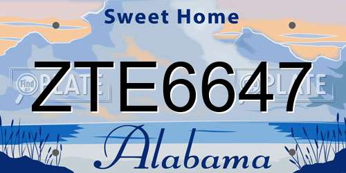 ZTE6647 Alabama License Plate