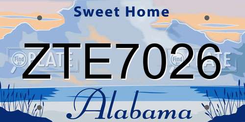 ZTE7026 Alabama License Plate