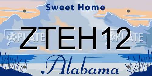 ZTEH12 Alabama License Plate