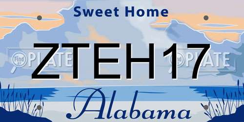 ZTEH17 Alabama License Plate