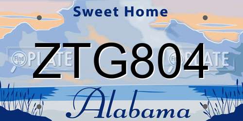 ZTG804 Alabama License Plate