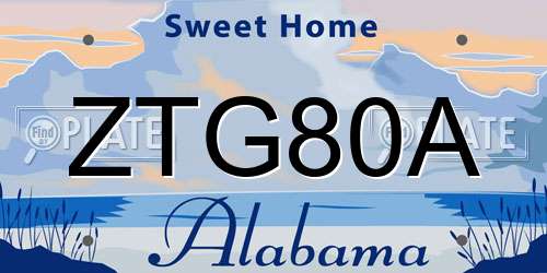 ZTG80A Alabama License Plate