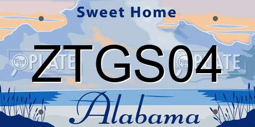 ZTGS04 Alabama License Plate