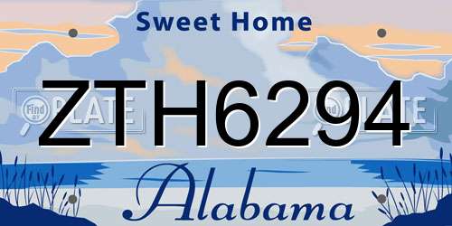 ZTH6294 Alabama License Plate