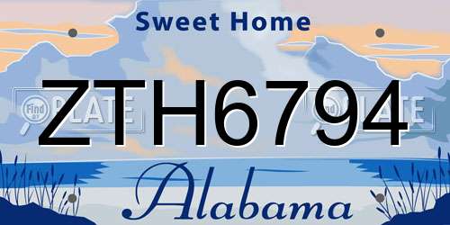 ZTH6794 Alabama License Plate