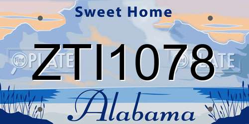 ZTI1078 Alabama License Plate