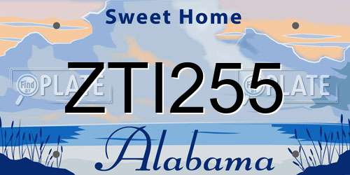 ZTI255 Alabama License Plate