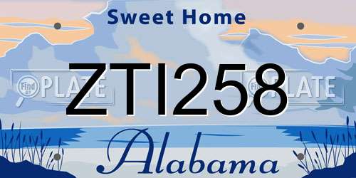 ZTI258 Alabama License Plate