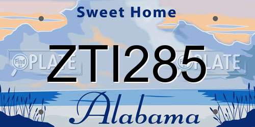 ZTI285 Alabama License Plate