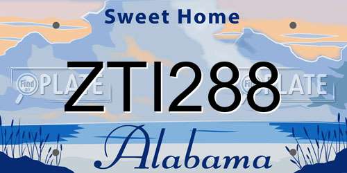 ZTI288 Alabama License Plate