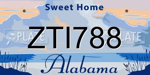 ZTI788 Alabama License Plate