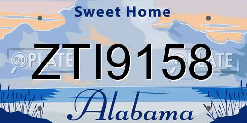 ZTI9158 Alabama License Plate
