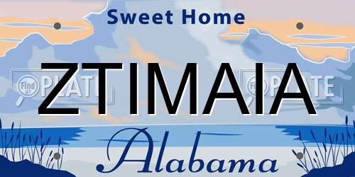 ZTIMAIA Alabama License Plate