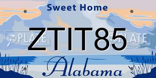 ZTIT85 Alabama License Plate