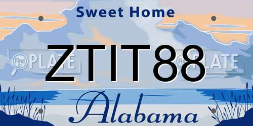 ZTIT88 Alabama License Plate