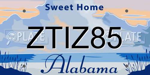 ZTIZ85 Alabama License Plate
