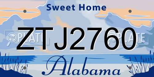 ZTJ2760 Alabama License Plate