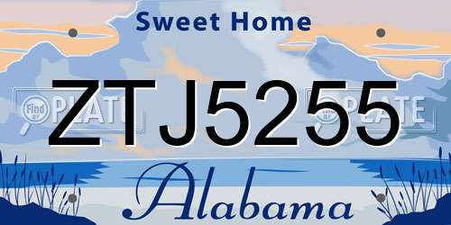 ZTJ5255 Alabama License Plate