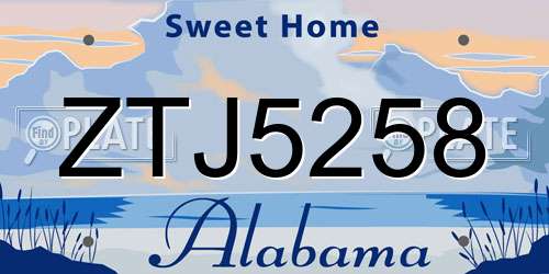 ZTJ5258 Alabama License Plate
