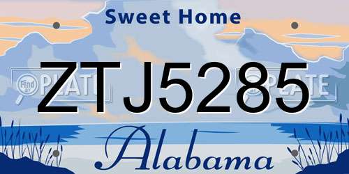 ZTJ5285 Alabama License Plate