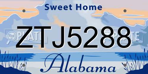 ZTJ5288 Alabama License Plate