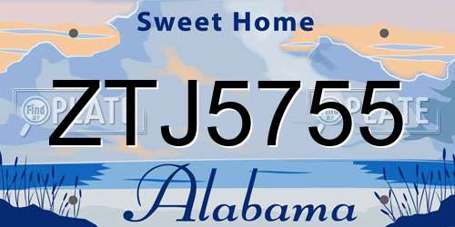 ZTJ5755 Alabama License Plate