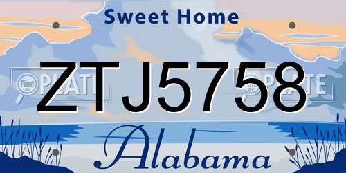 ZTJ5758 Alabama License Plate