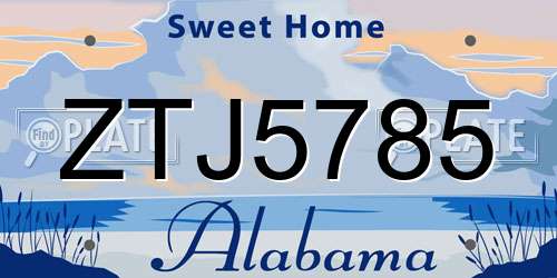 ZTJ5785 Alabama License Plate