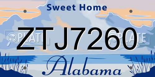 ZTJ7260 Alabama License Plate