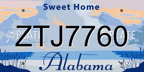 ZTJ7760 Alabama License Plate
