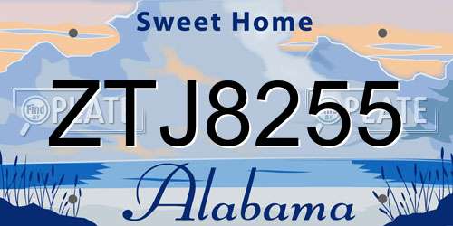 ZTJ8255 Alabama License Plate