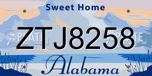 ZTJ8258 Alabama License Plate