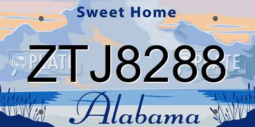 ZTJ8288 Alabama License Plate