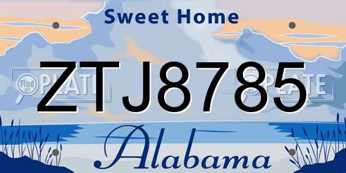 ZTJ8785 Alabama License Plate