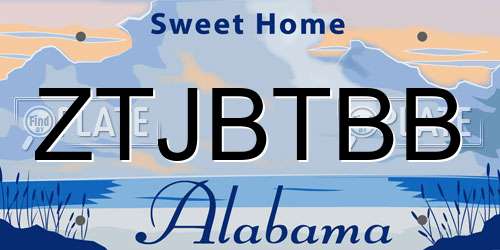 ZTJBTBB Alabama License Plate