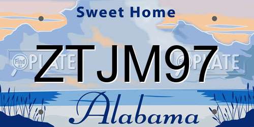 ZTJM97 Alabama License Plate