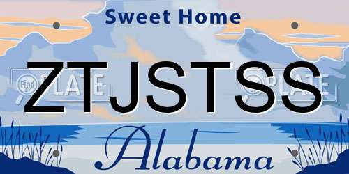 ZTJSTSS Alabama License Plate