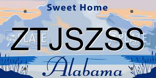 ZTJSZSS Alabama License Plate