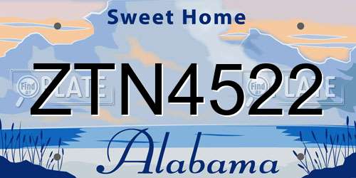 ZTN4522 Alabama License Plate